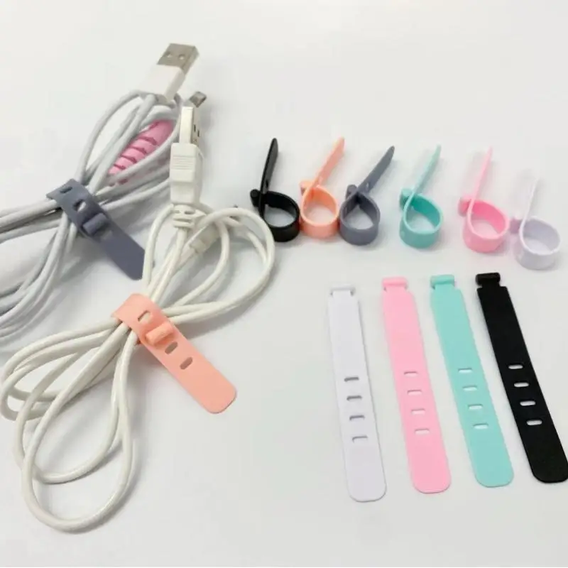 10 PCS Multicolor TPR Adjustable Reusable Perfect For Home Office Travel Cord Management