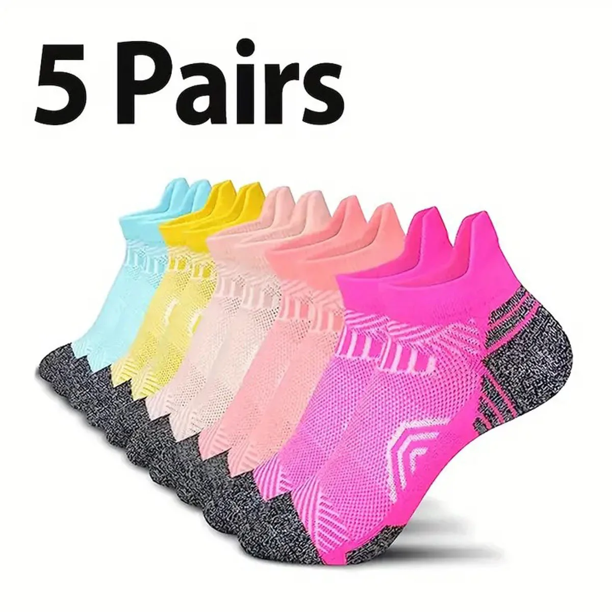 New 5 Pairs Performance Athletic Ankle Socks for Men and Women Ankle Support Low Cut Soft Tab Marathon Running Compression Socks