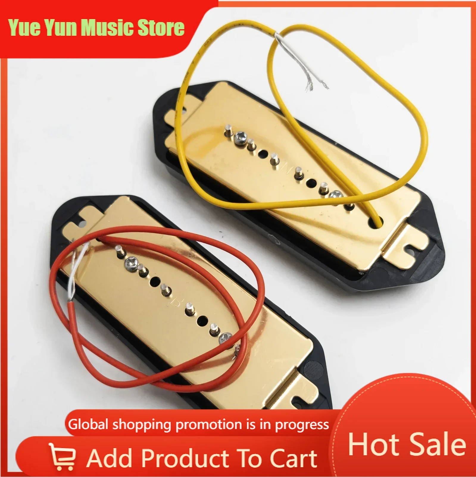 

Yue Yun Music Store-Discount Hot Sale-Alnico 5 P90 Single Coil Guitar Pickup Set Dog Ear Soapbar Neck And Bridge Pickup