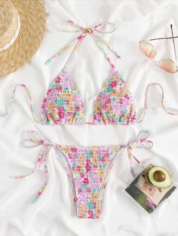 Best-Selling Women's Sexy Printed Tie-Side Two-Piece Bikini – Ideal Beach Vacation Swimwear