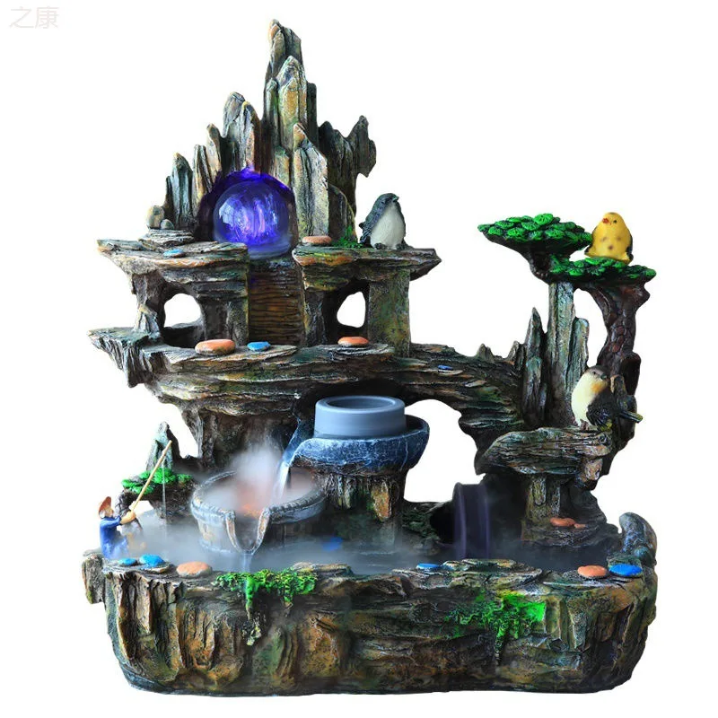 

Rockery Water Fountain Decoration Living Room Water Circulation Fish tank Fortune Feng Shui Wheel Office Decoration