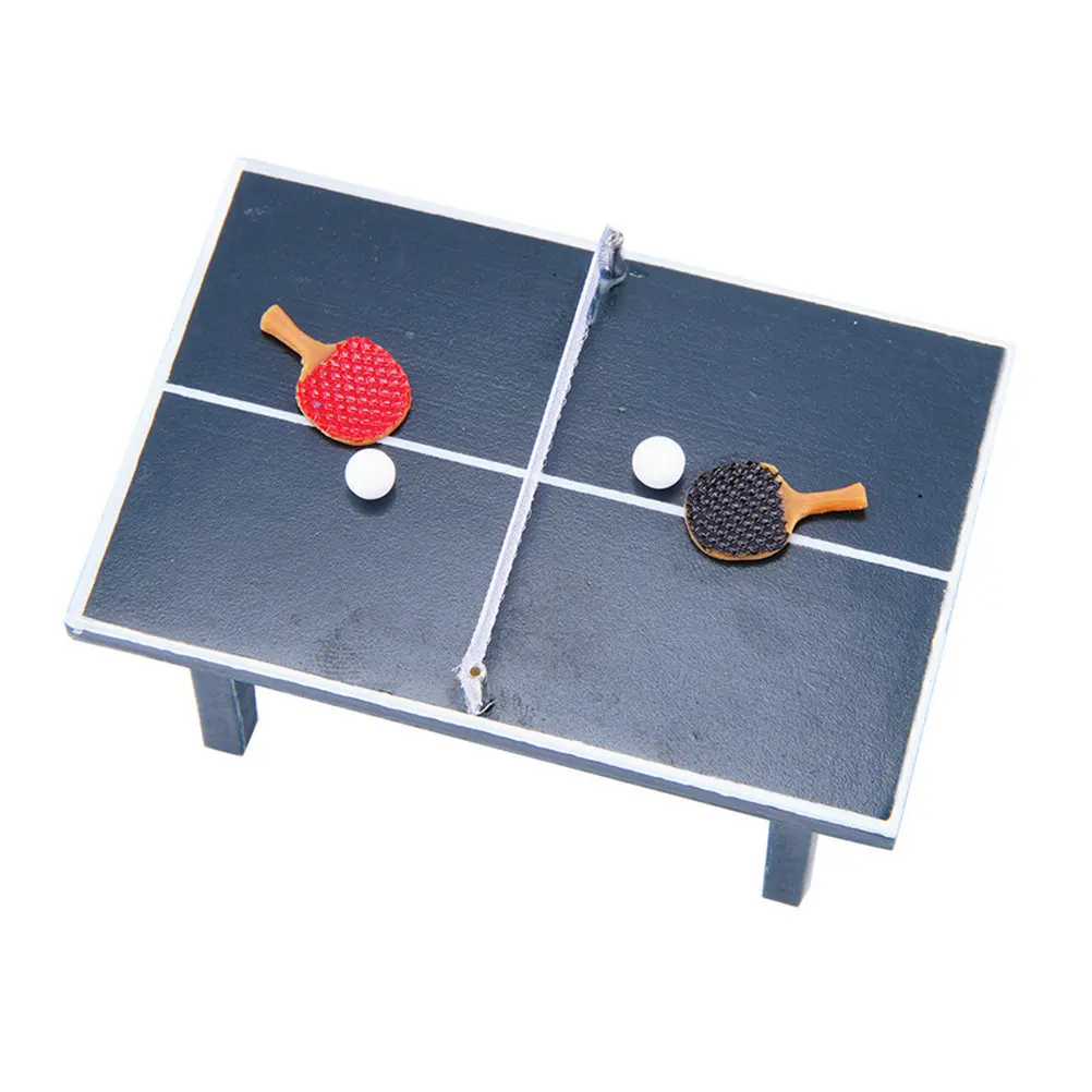 

1Set Miniature Table Tennis Table Wooden Creative Simulation Play House Decoration Lightweight Portable Miniature Sports