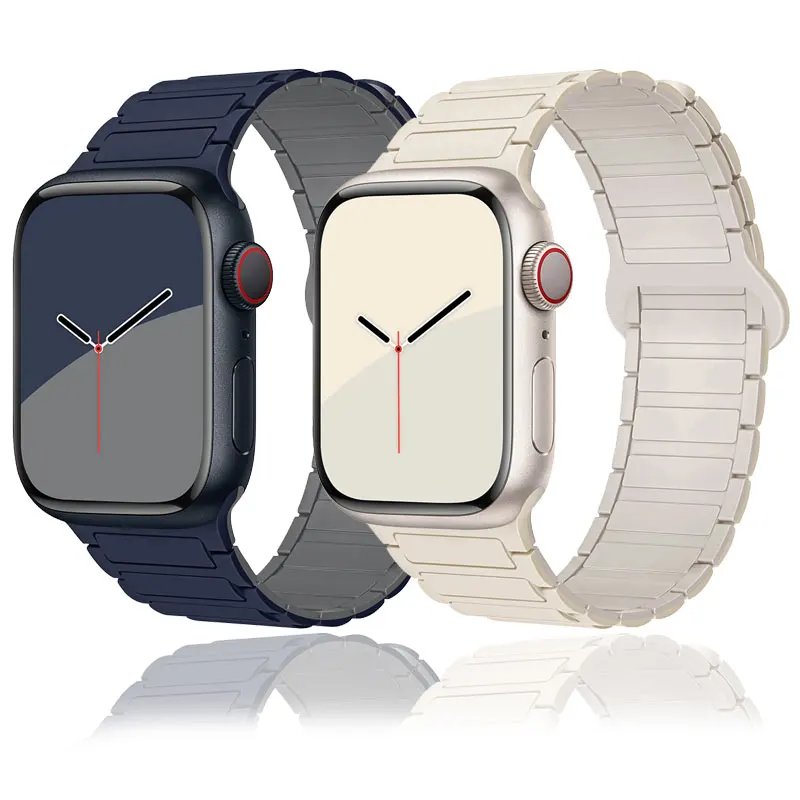 Correa magnética de silicona para Apple Watch Band 49mm 45mm 44mm 42 41 40mm 46mm pulsera deportiva iWatch Series 10 9 8 7 6 5 4 SE Ultra