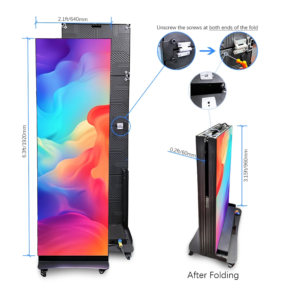 GOB Foldable Led Screen P2.5 Led Poster Display Advertising Screen Floor Standing Signage for Retail Store Shopping customize
