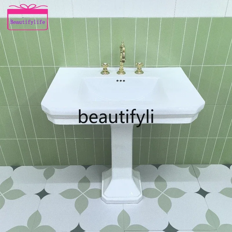 A17 B185 European column basin, retro large-size wash basin, three-hole extra-large column basin
