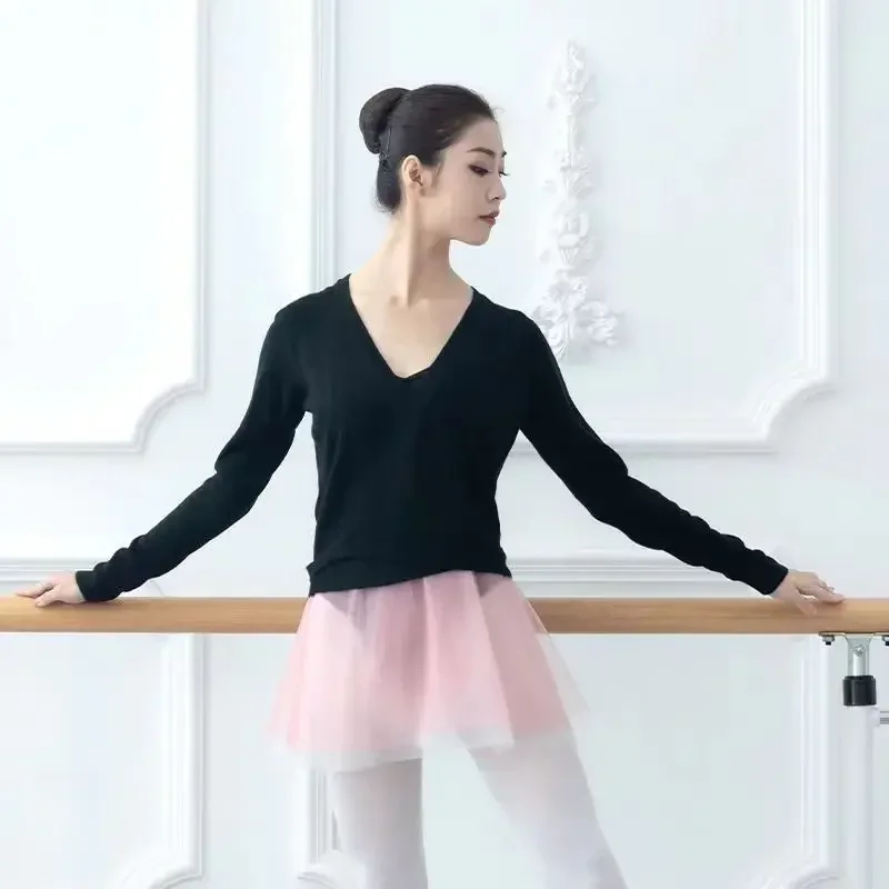 Dance Sweater Knit Coat Autumn Winter Jacket Adult Ballet Practice Clothing Yoga Gymnastics Outer Long-sleeve Cardigan Warm Tops