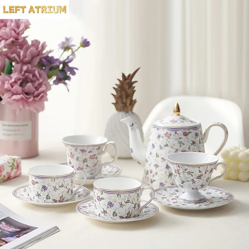 Rural Flowers Pattern Ceramic Cup&saucer Dining Table Coffee Cup Classical Milk Mugs Afternoon Tea Teacup Fruits Juice Container