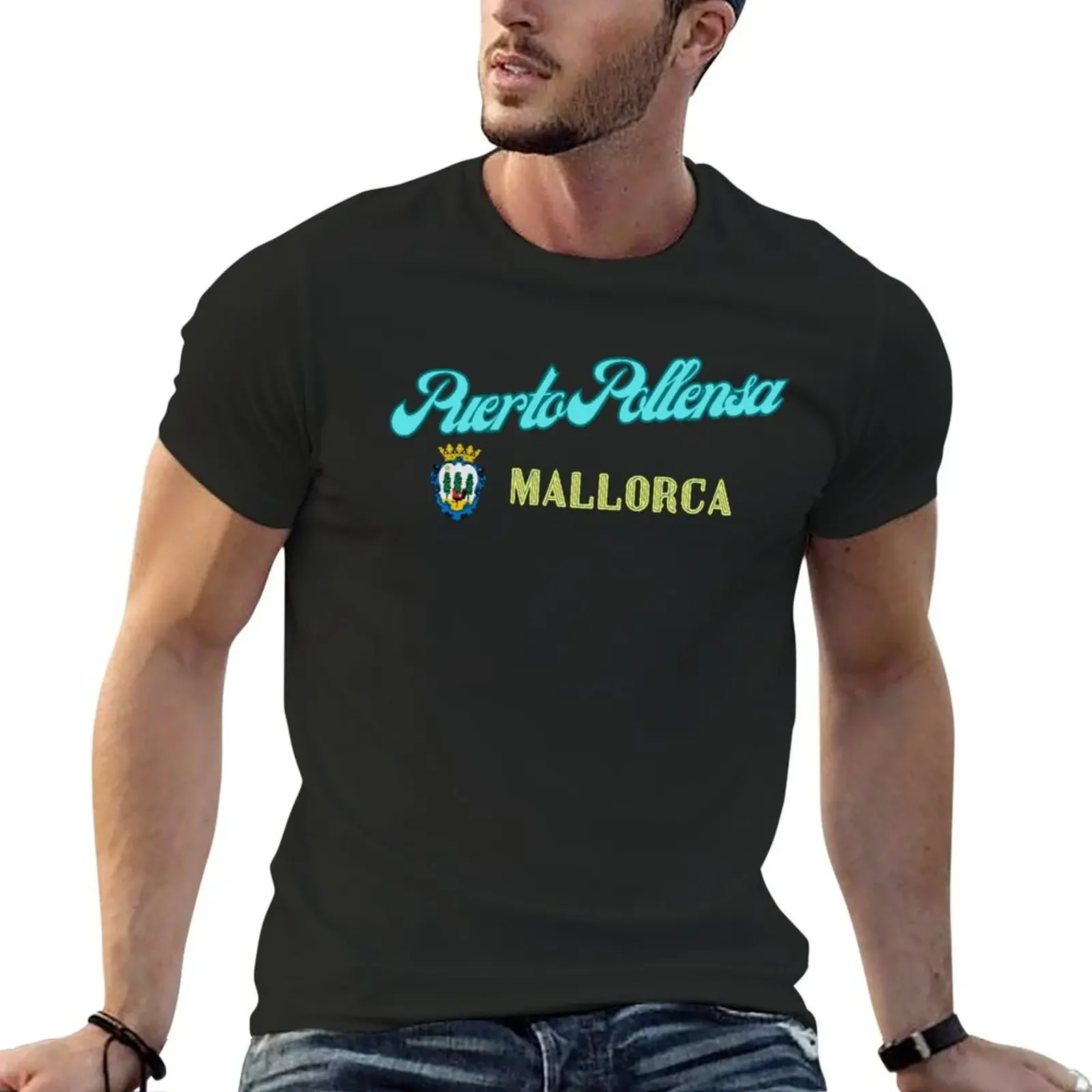 Camiseta de Puerto Pollensa Mallorca para hombre, ropa vintage de pesos pesados, ropa bonita, camisetas