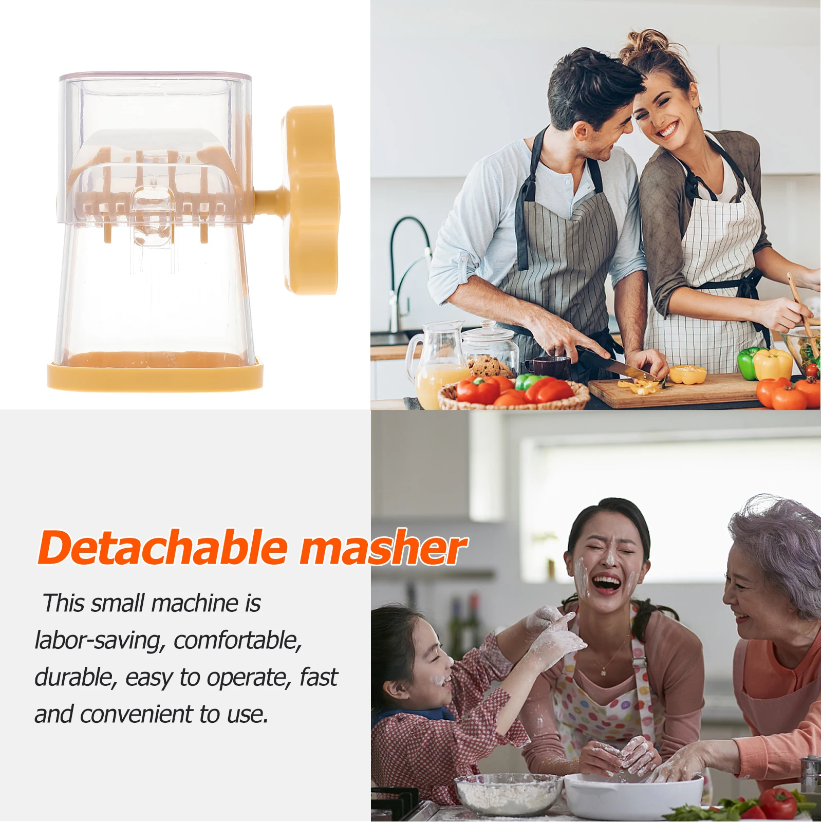 

Chocolate Masher Manual Nut Crusher Yellow ABS Plastic Food Chopper Detachable Kitchen Veggie Tool Peanut Garlic Shredder