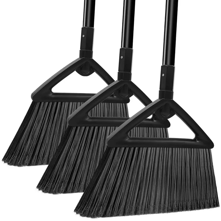

Duty Commercial Broom, 3 Pack Upgraded Angle Brooms for Sweeping Outdoor and Indoor, Perfect Black Brooms of House, Kitchen, Gar