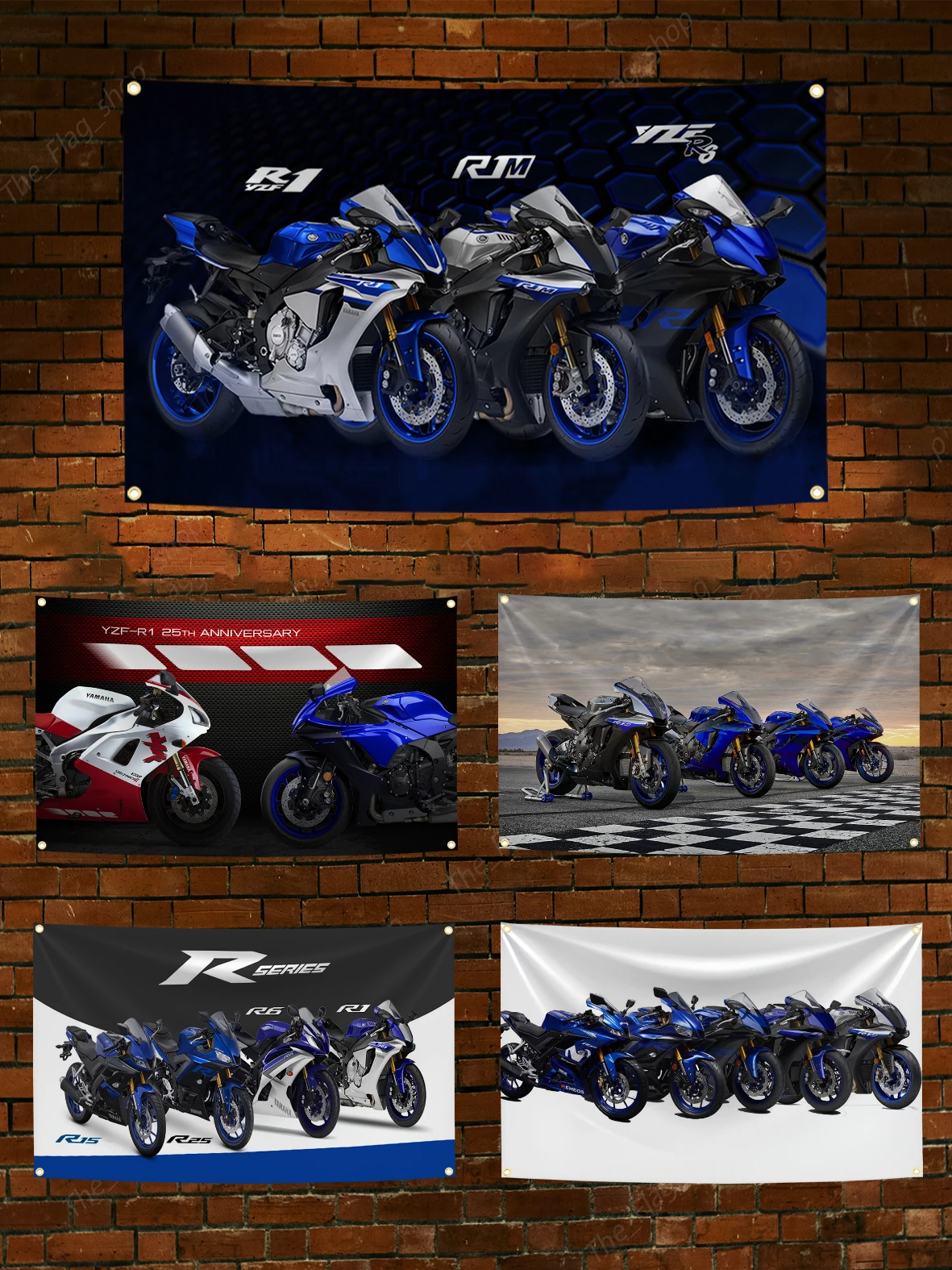 90x150cm Blue R1 R3 Evolution Motorcycle Flag Polyester Digital Printing Banner for Garage Home Or Outdoor Decoration Tapestry