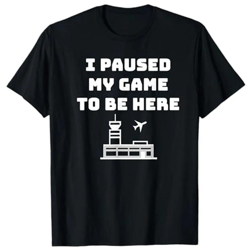 Ich habe mein Spiel angehalten, um hier zu sein - ATC Lustiges Gamer-T-Shirt mit Y2K-Schriftzug, bedrucktes Spruch-T-Shirt, Kurzarm-Grafikkleidung, Neuheit – Detail 3