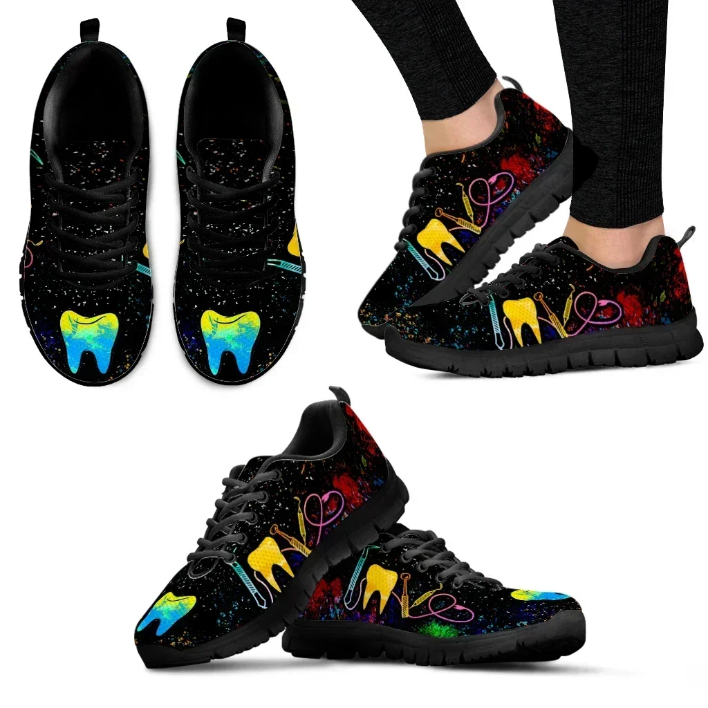 

Tie Dye Sports Shoes Women Man Painted Mesh Sneakers Cartoon Teeth Dental Footwear Walking Sneakers Outdoor Tennis Footwear