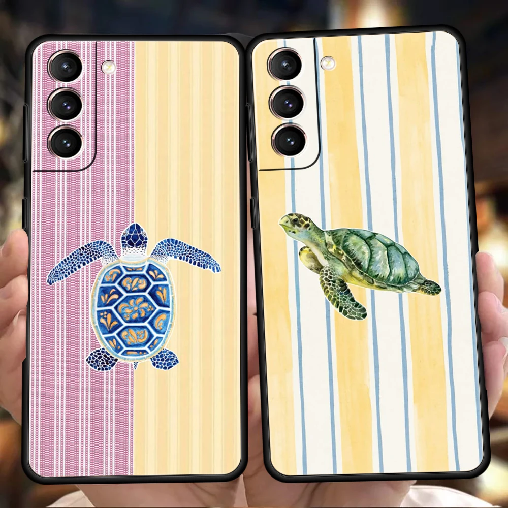 Phone Case for Samsung Galaxy S26 S25 S24 S23 S22 S20 S21 FE Ultra S10 S10E S9 Plus Soft TPU Cover Capas Turtle Striped Fashion