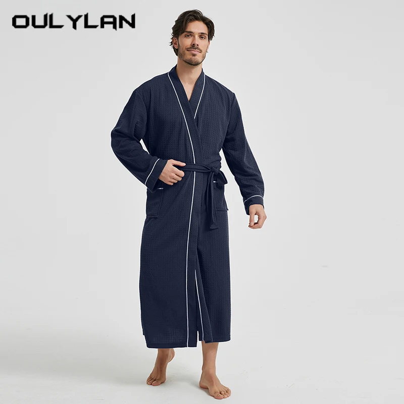 Soft Terry Towel Couple Bathrobe Long Hotel Robe Men Dressing Gown Long Sleeve Water Uptake Sleep Lounge Nightgown With Pocket