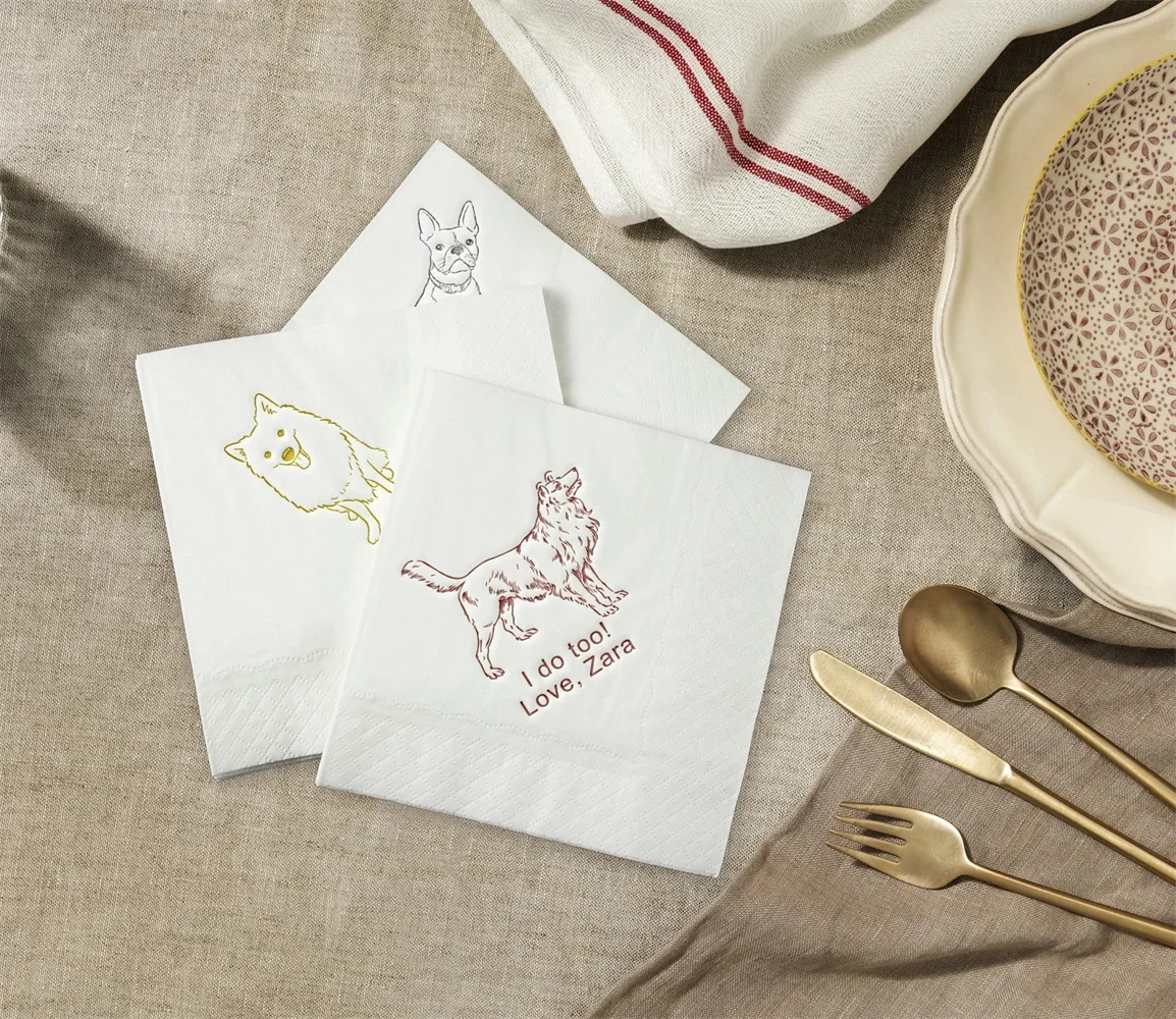 50pcs Custom PET Cocktail Napkins, Dog Napkins, Puppy Napkins, Cat Napkins, Kitten Napkins