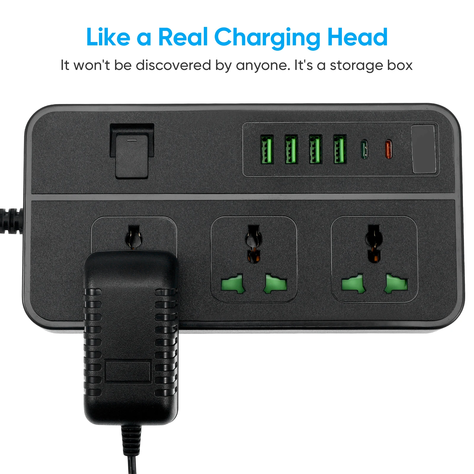 Charging Plug Storage Box for Cash Small Items Black US Standard Wall Safe Container Durable Plastic Protection