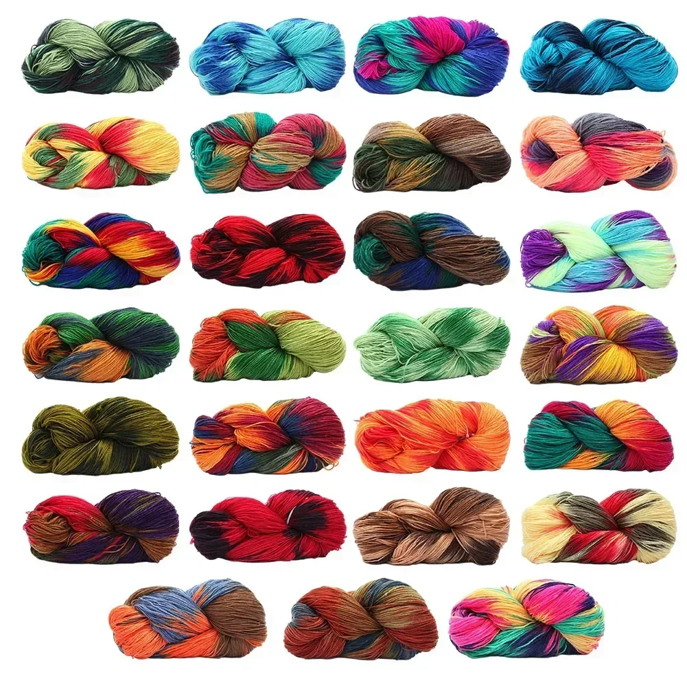 Easy To Use Diy Handmade Acrylic Yarn Baby Sweater Crochet Yarn Durability Rainbow Segment Scarf Package Content