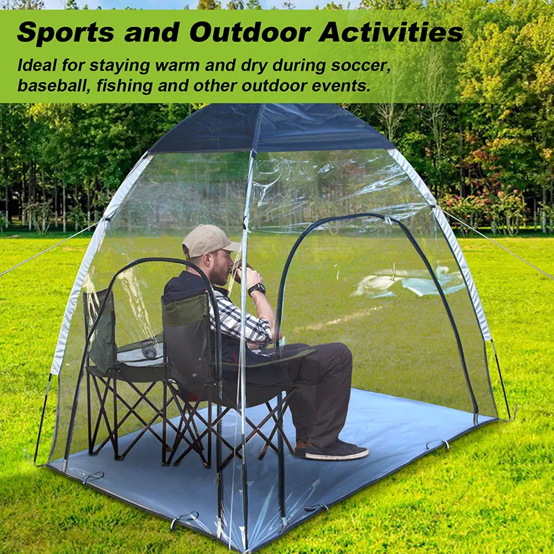 Sport Tent with Removable Top Cover, All Weather Shelter with Sealed Floor, Clear Bubble Tent, for Outdoor Sports Games&Events