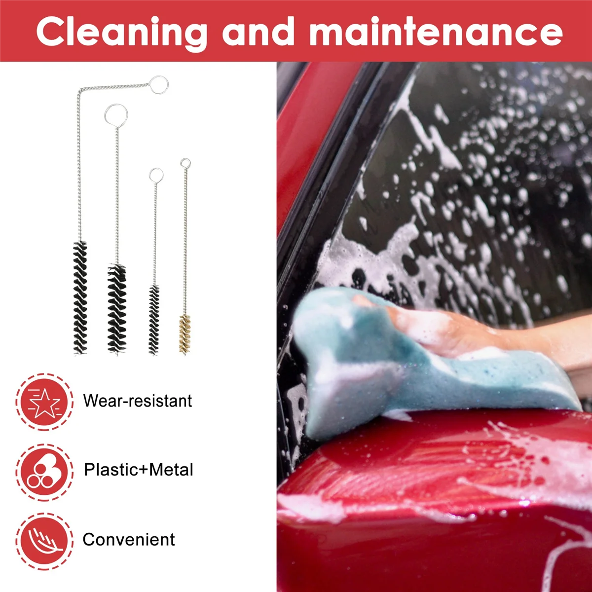 Kit de limpieza de cepillo de aire, pulverizador de pintura de coche, cepillo de limpieza, pulverizador de pintura neumático, herramienta de reparación de detalles, 1 Juego