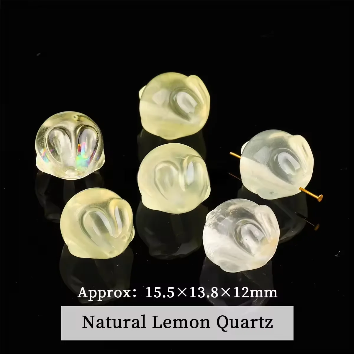 Natural Lemon Quartz Citrine Carved Loose Spacer Beads