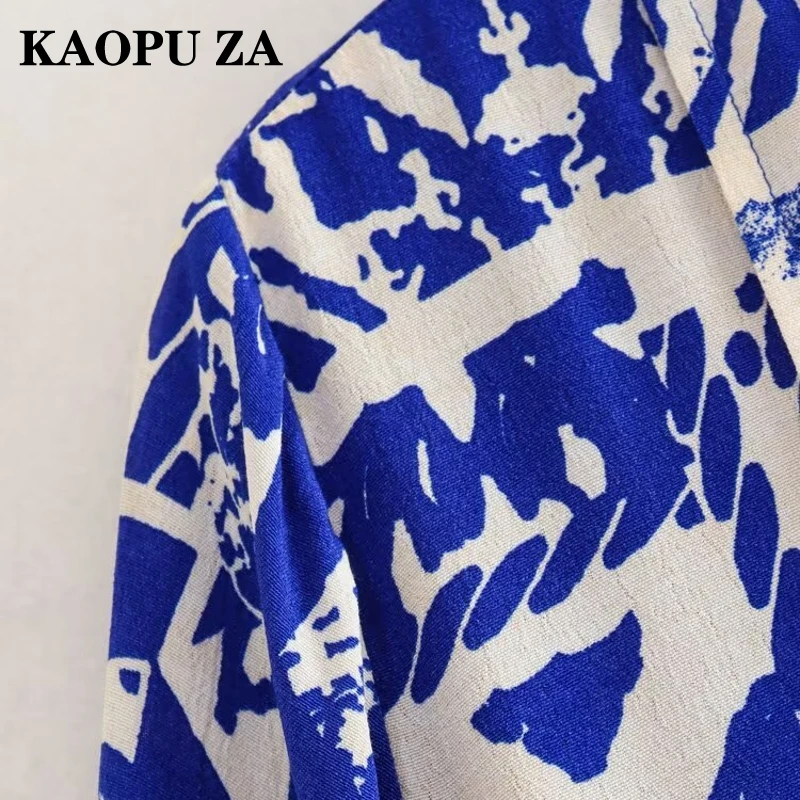 KAOPU ZA 2025 Herfst Nieuwe Vrouwelijke Mode Jurk Top Klassieke Lente Vrouw Lange Mouw Mini Rok Ruches V-kraag Jurken Bloemen