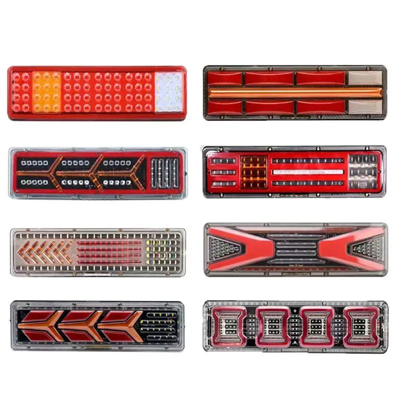 12/24v Led Truck Rear Tail Light Trailer Traffic Waterproof Warning Lights Flowing Signal Light Lorry Stop Brake Reversing Lamp