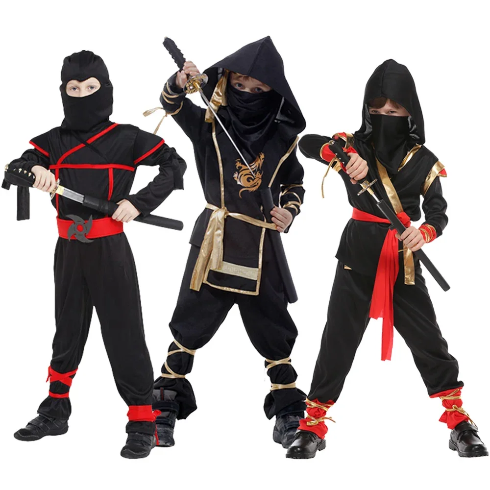 Disfraz de Ninja de artes marciales para niños, vestido de fantasía para Halloween, suministros de decoraciones para fiestas