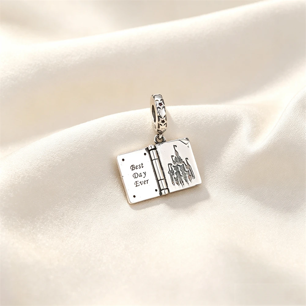 New S925 Silver Two tone Angel Key Lock Caterpillar Printed Pendant Charm Pendant Fit for Bracelets Necklaces Jewelry Gifts