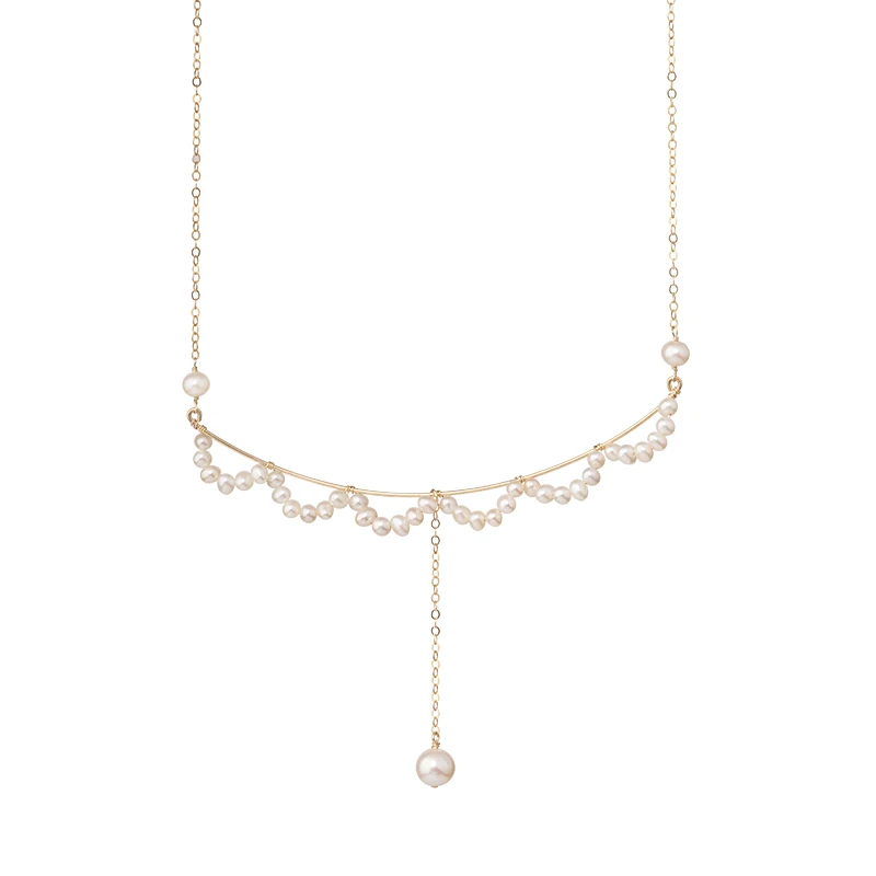 Lii Ji  Real Pearl High Luster Lace Choker Necklace 14k Gold Filled 40+5cm Women Jewelry Gift