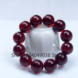 10-20mm Natural Red Amber Bracelet Jewelry for Woman Lady Man Love Gift Wealth Crystal Clear Round Beads Stone Strands AAAAA