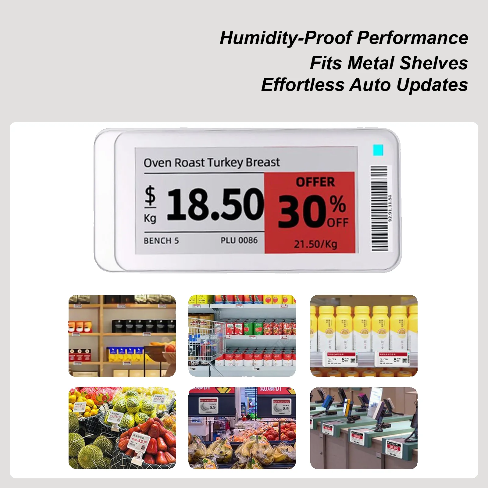 E Ink Display Waterproof Wireless Signages Digital Business Signages For Offices Restaurant Indoor Outdoor Library Garage Fridge