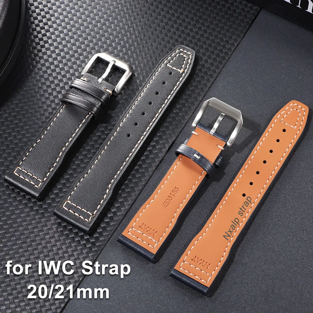 Genuine Leather Watch band for IWC PILOT Portugal Portofino Cowhide Watch Strap 20mm 21mm Bracelet for Little Prince Wristband