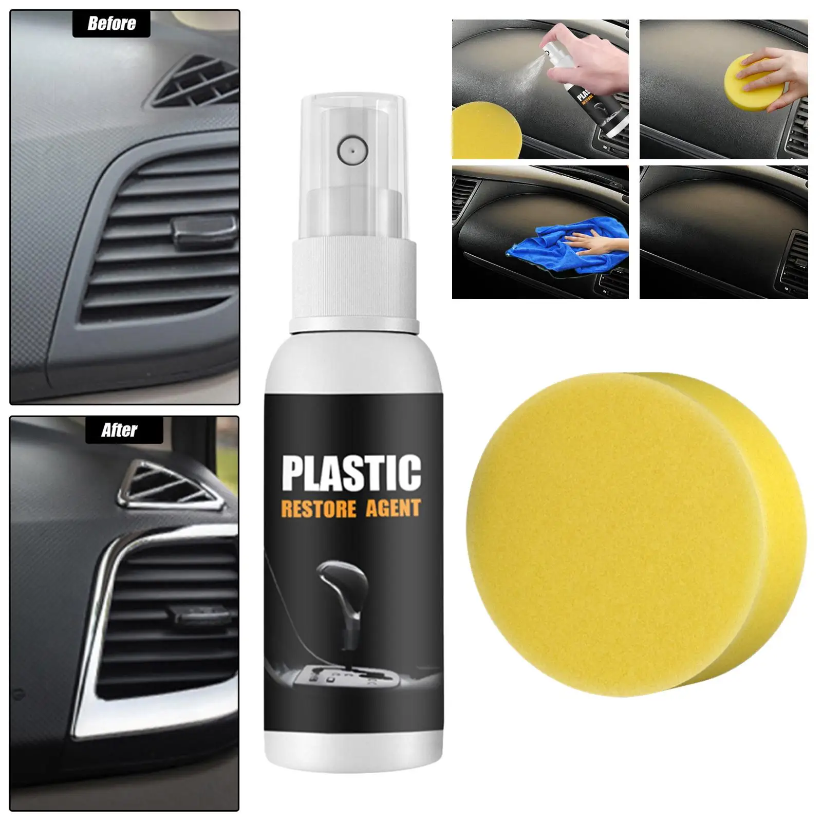 Car Plastic Restorer Plastic Agent Repair Agent Decal Agent for Automotive Interior Exterior Leather