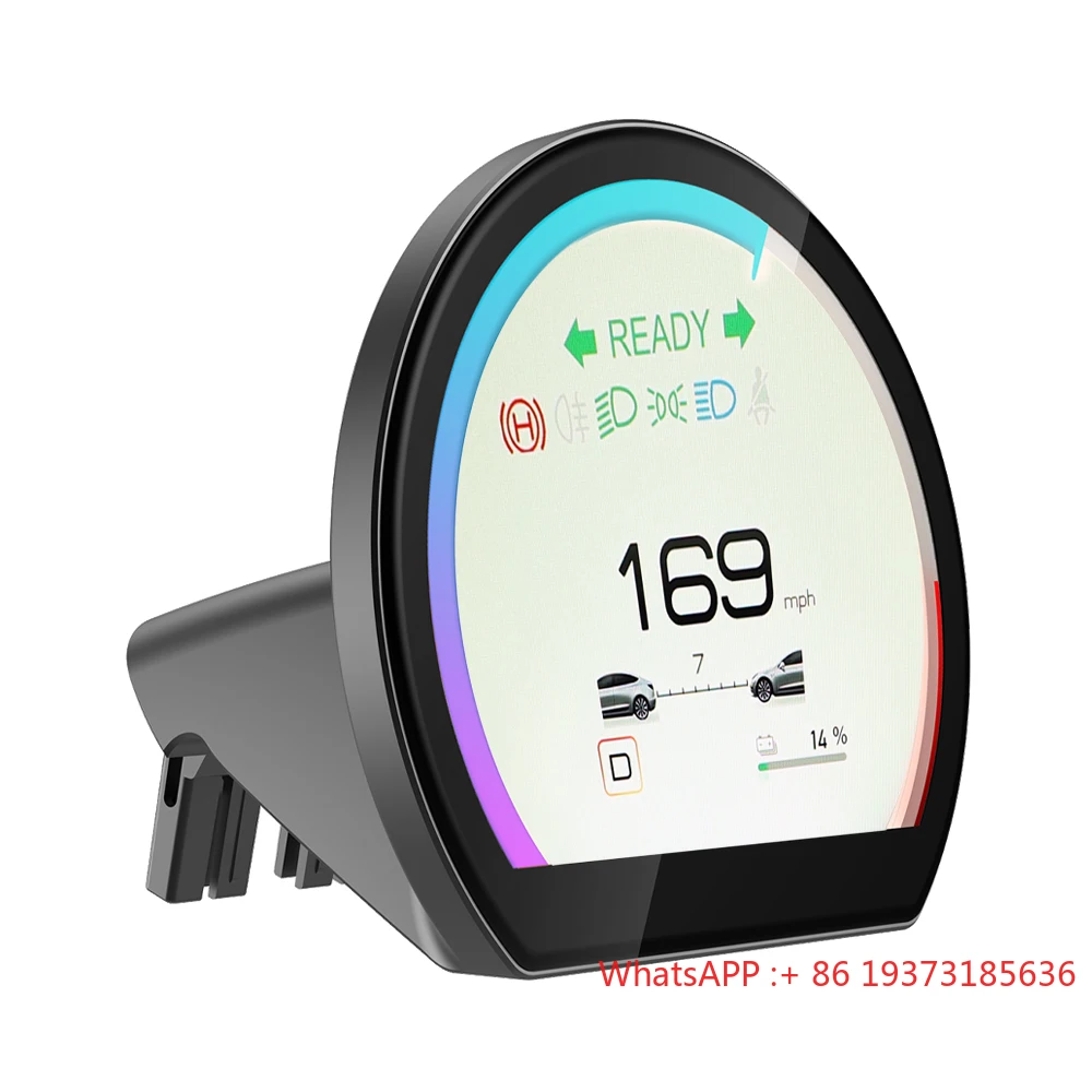 VJOY CAR أحدث شاشة صغيرة 3.6 بوصة HD IPS LCD تركيب غير مدمر Y9 لوحة القيادة HUD عداد السرعة لطراز تسلا 3 موديل Y