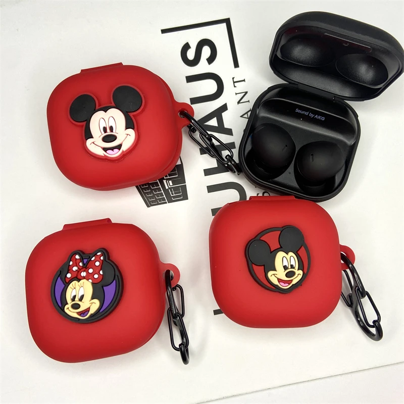 Disney Mickey Minnie Earphone Case for Samsung Galaxy Buds Live/Buds Pro/Buds 2/Buds2 Pro Silicone Soft Protective Case Earphone