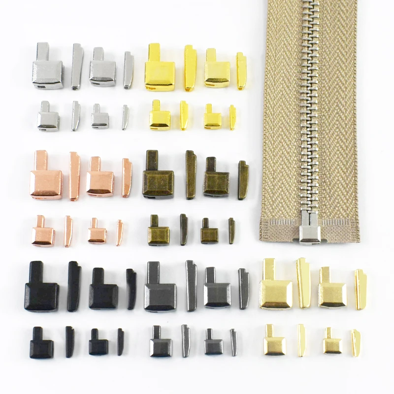 Meetee 10-50Sets Open-End Zipper Repair Kits 3# 5# 8# 10# Metal Zippers Stopper End Sewing Zips Slider Bottom Socket Zip Closure