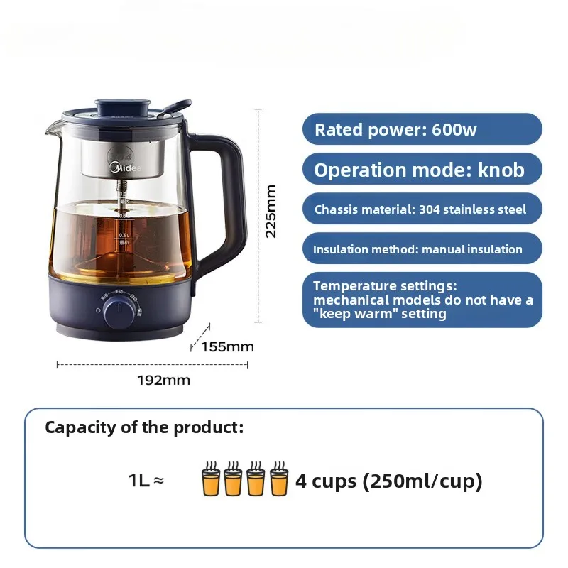ZC10S01 1L Spray Tea Maker 304 Stainless Steel Constant Temperature Kettle for Office Home Tea Brewing Hot Water 분사식 티포트