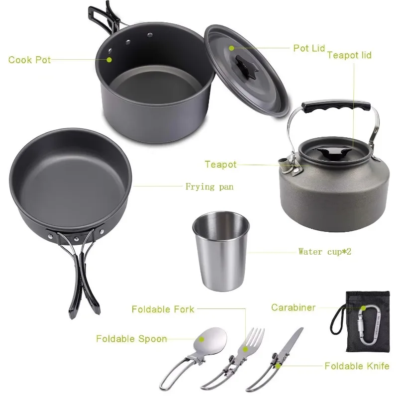 High Quality Outdoor Lightweight Camping Stove Anodized Aluminum Cooking Set Outdoor Portable Easy Clean Camping Fast Delivery