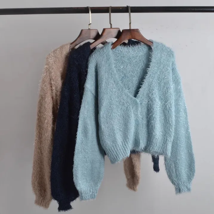 

Fall Winter Plu V-Ne Color Button ort Loose Long Sve Jaet Top Women's Faion Comfortable Soft Material