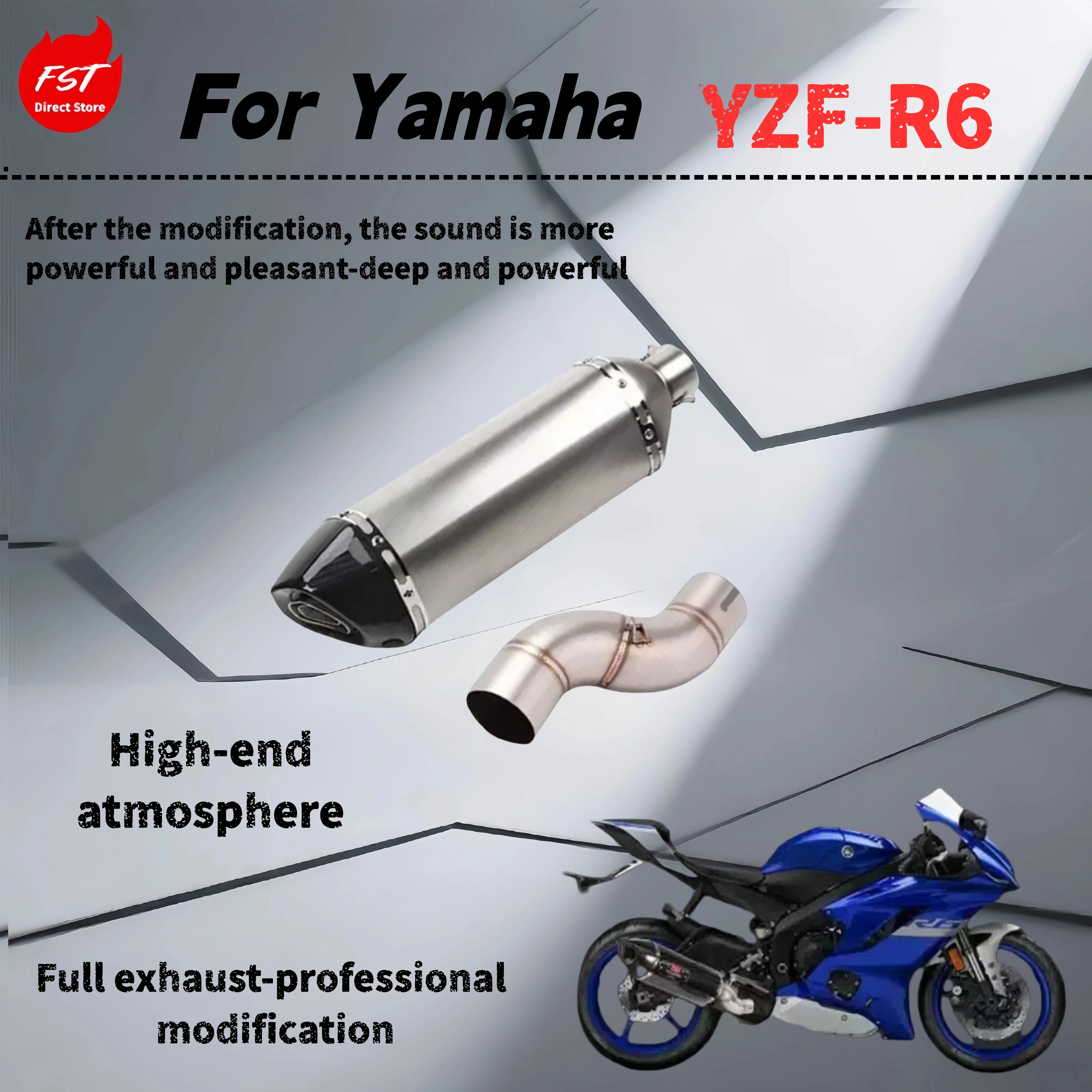 

For Yamaha YZF-R6 - modified mid-tail exhaust pipe - the sound is deep, rich and powerful
