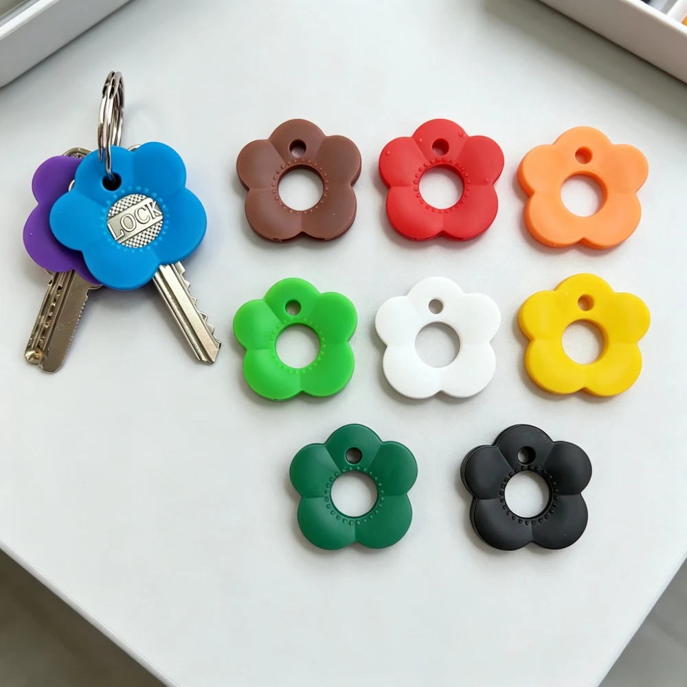 20pcs Silicone Flower Key ID Tags Colorful Key Covers for Keys Bag Charm Cute Keychain Organizer for Home Office School Supplies