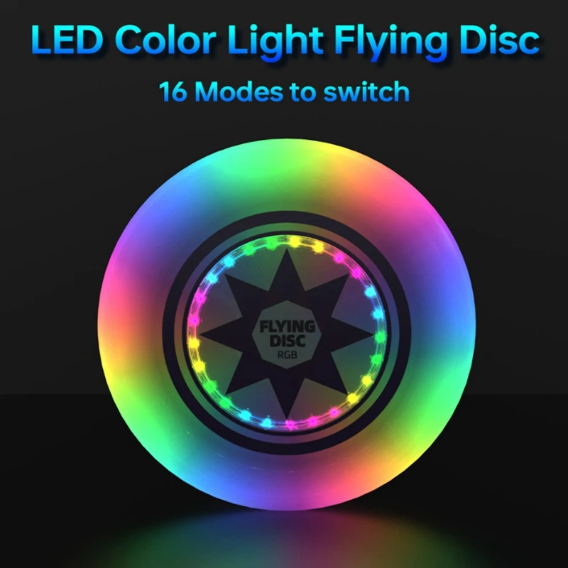 

【MARKETING】Люминесцентный летающий диск RGB светодиод с бесступенчатой регулировкой яркости, 175 г, 8 ослепительных цветовых режимов, летающий диск для игр на открытом воздухе