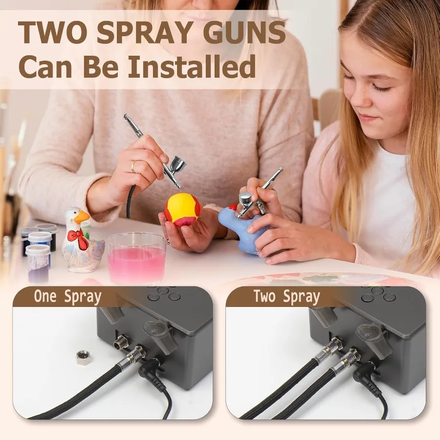 Kit aerografo da 55 psi di aggiornamento 2025 con aerografo a doppia azione e mini compressore include accessori completi per P