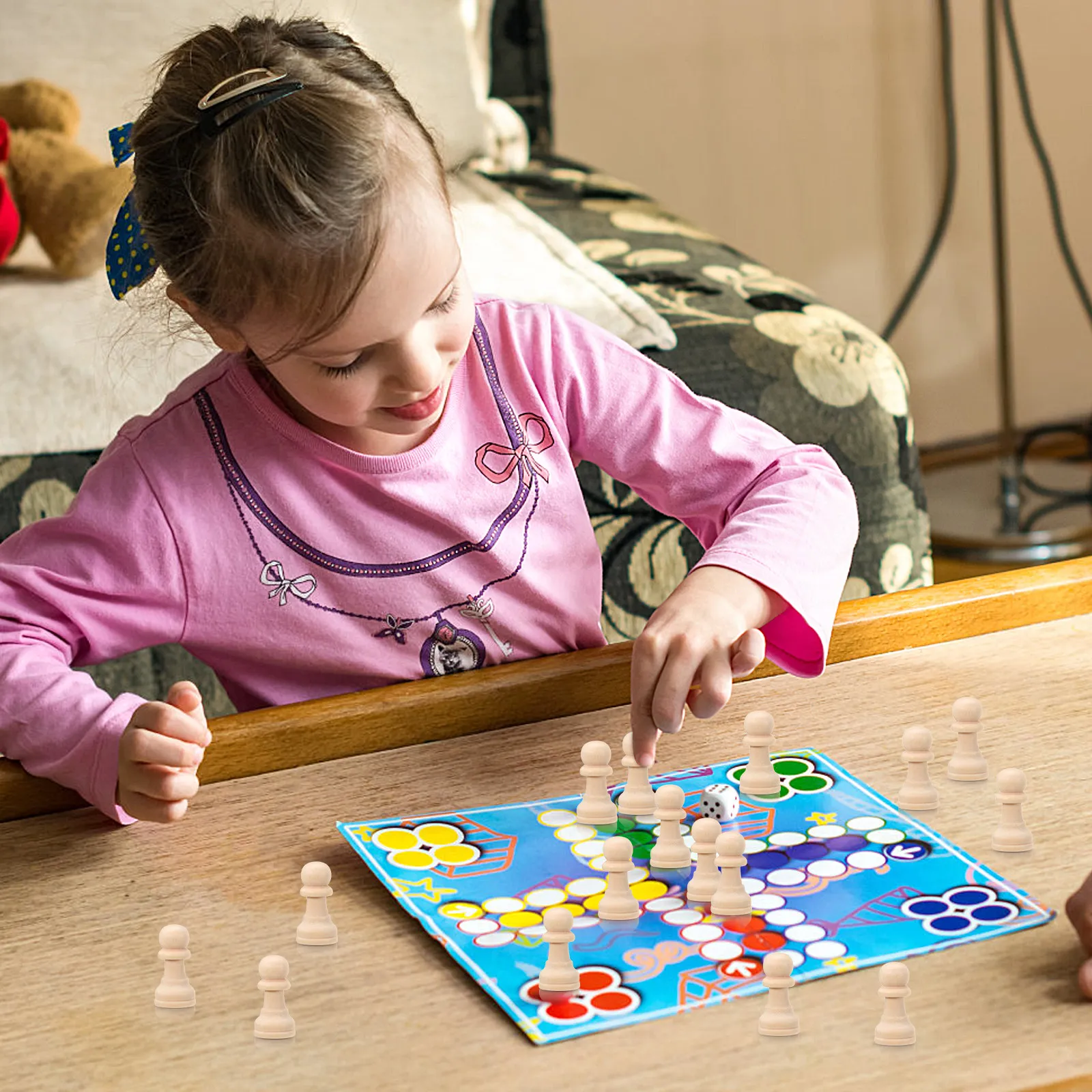 

50 шт. деревянных шахматных фигурок, неокрашенные, для рукоделия, заготовки для самостоятельного изготовления, сменные элементы для шахматной доски, принадлежности для логических игр