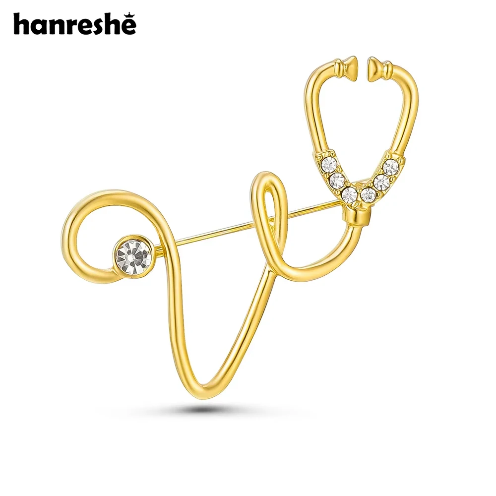 

Hanreshe "V" Letter Stethoscope Pin Creative Medical Respiratory Backpack Lapel Brooch Badge Jewelry for Doctor Nurse