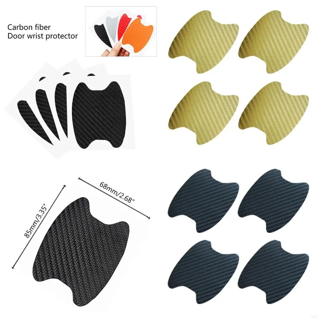 Universal Carbon Fiber Car Door Handle Anti-Scratch Protector Film sticker 4pcs New