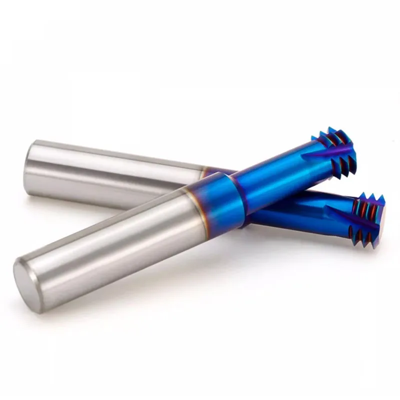 GAMONT  HRC68 Tungsten Steel Carbide Blue Nano Coating 3-Tooth Thread End Mill CNC Mechanical Machining Milling Cutter Tools