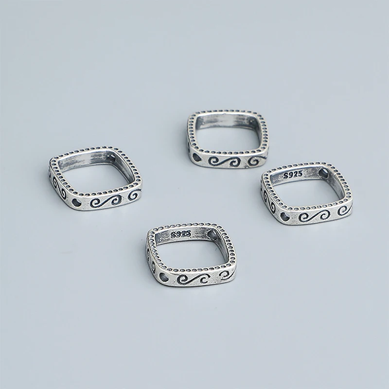 

1 шт./лот, стерлинговое серебро 925 пробы, винтажный узор, квадратные бусины-разделители, Fit8/9 мм, браслеты, серьги, серебряные бусины, сделай сам, ювелирные изделия, ремесло