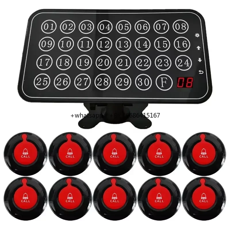 Wireless Caregiver Pager Nurse Calling System 1000+ft Call Bell Patients With 1 Receiver 10 Caregiver Call Buttons For Clinic